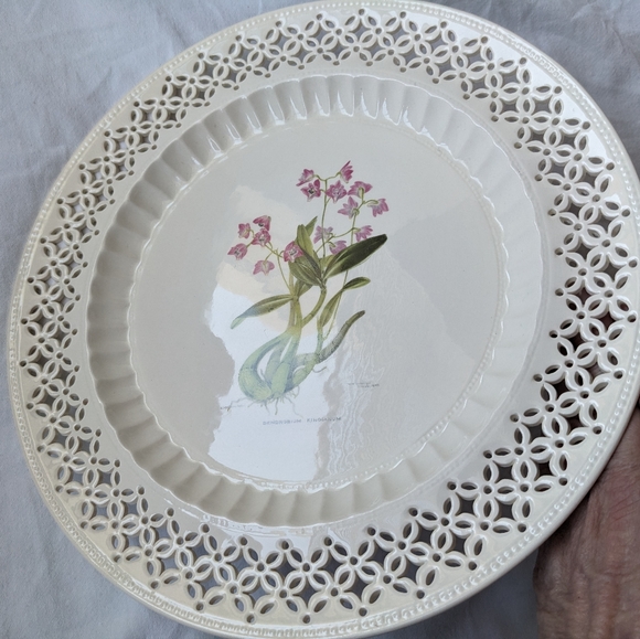 Victoria & Albert Museum Dendrobium Kingianum Pink Floral Pierced Rim Plate - Picture 2 of 8